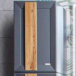 Бриклаер Шкаф подвесной Берлин 40x60 оникс серый с ручкой дуб золотой – фотография-1